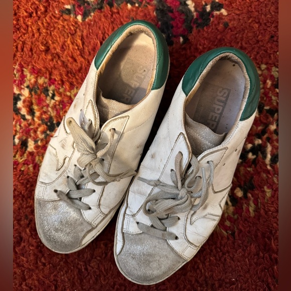 White and Green Golden Goose Sneakers - Picture 2 of 7